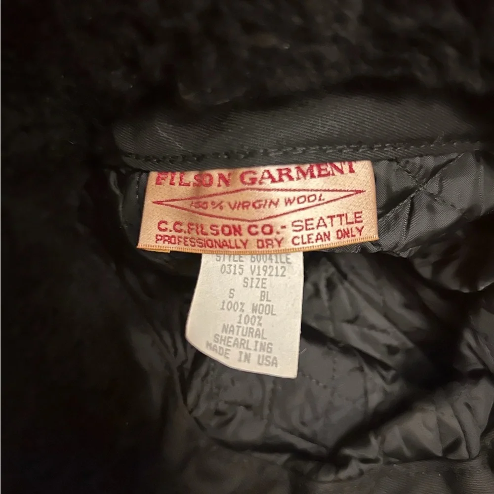 C.C. Filson Double Mackinaw Wool‎ Black Shearling Cap Small Outdoors Heritage